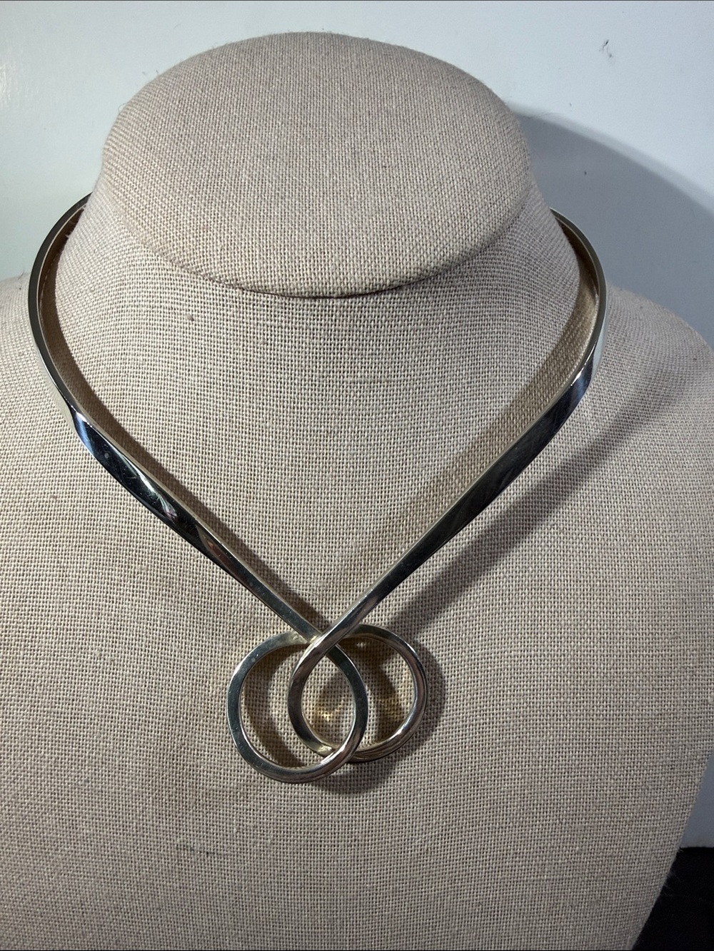 Classic 925, Vintage Interlocking Ring Collar, Torque Necklace